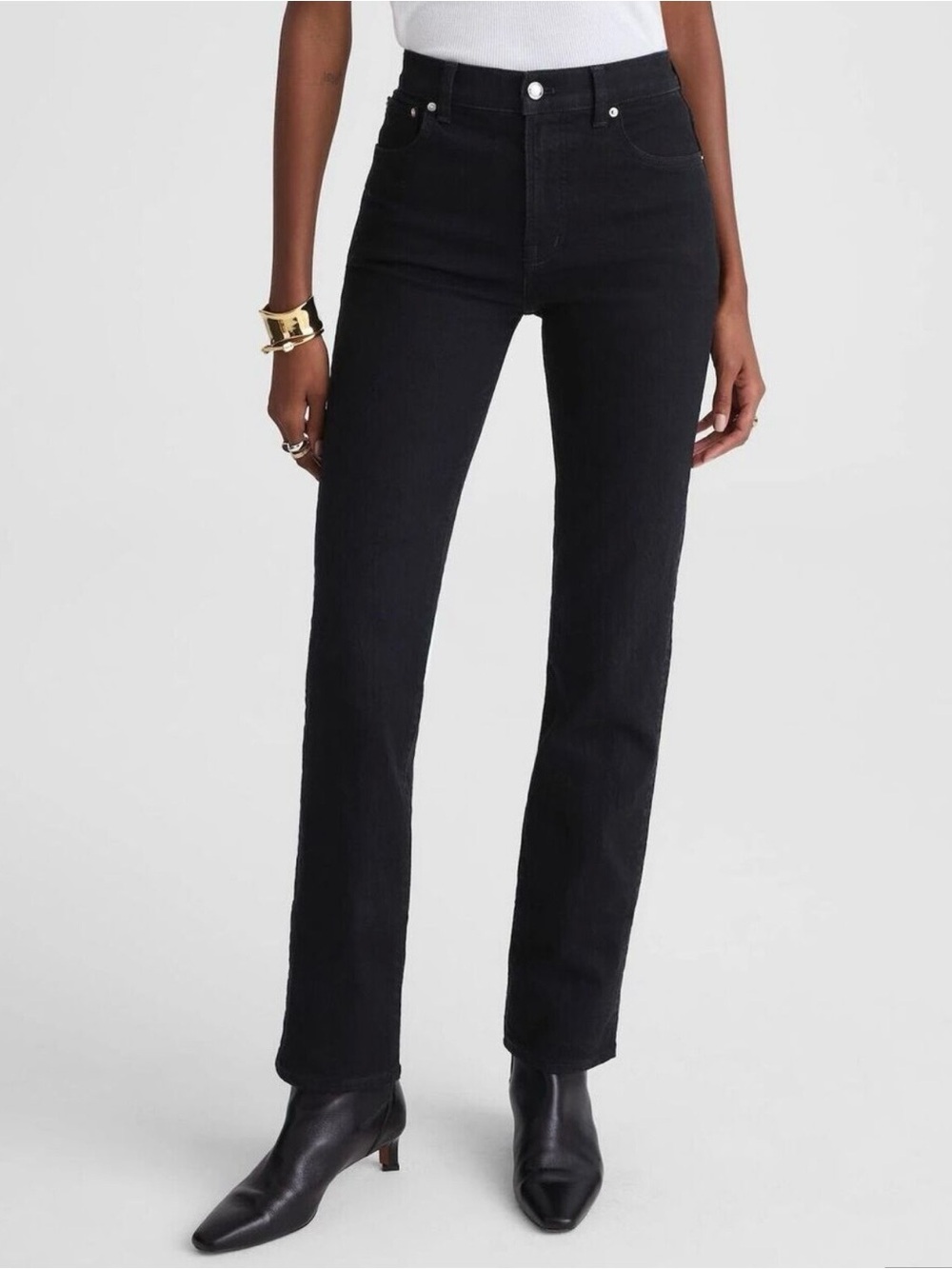 Madewell Black Longline High-Rise Straight Leg Jeans - Size 28 - Like New